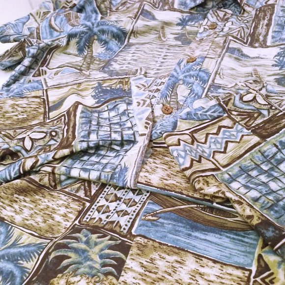 Lot of 2 Vintage Aloha Shirts Bishop Street Hawaii -L Pocket SSL Vents Tropical - Picture 6 of 12